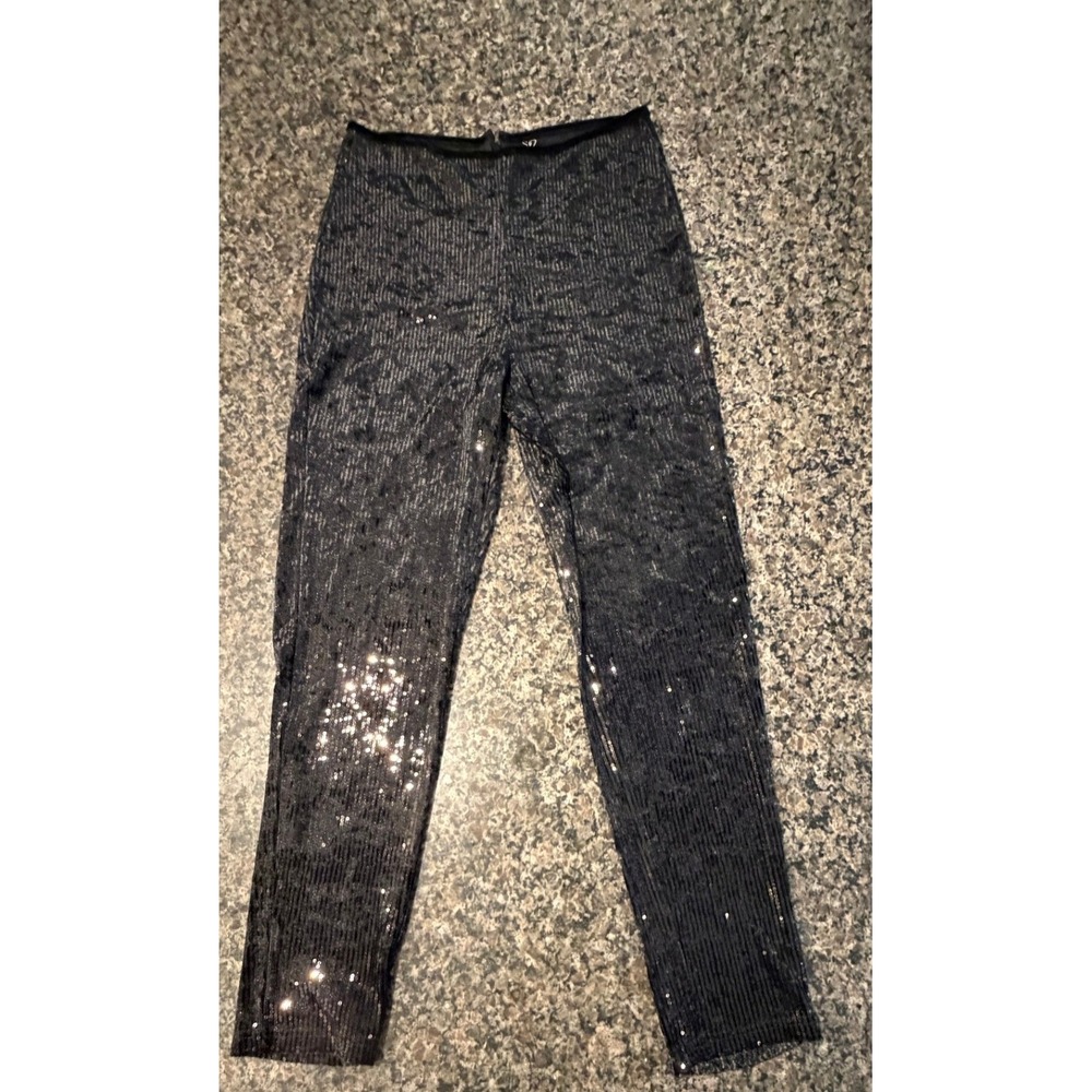 Windsor Black Sequin High Waisted Leggings‎ Slim Fit Party Pants Size M P889E